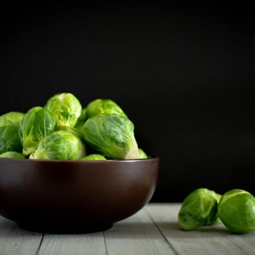 bowl of raw brussels sprouts