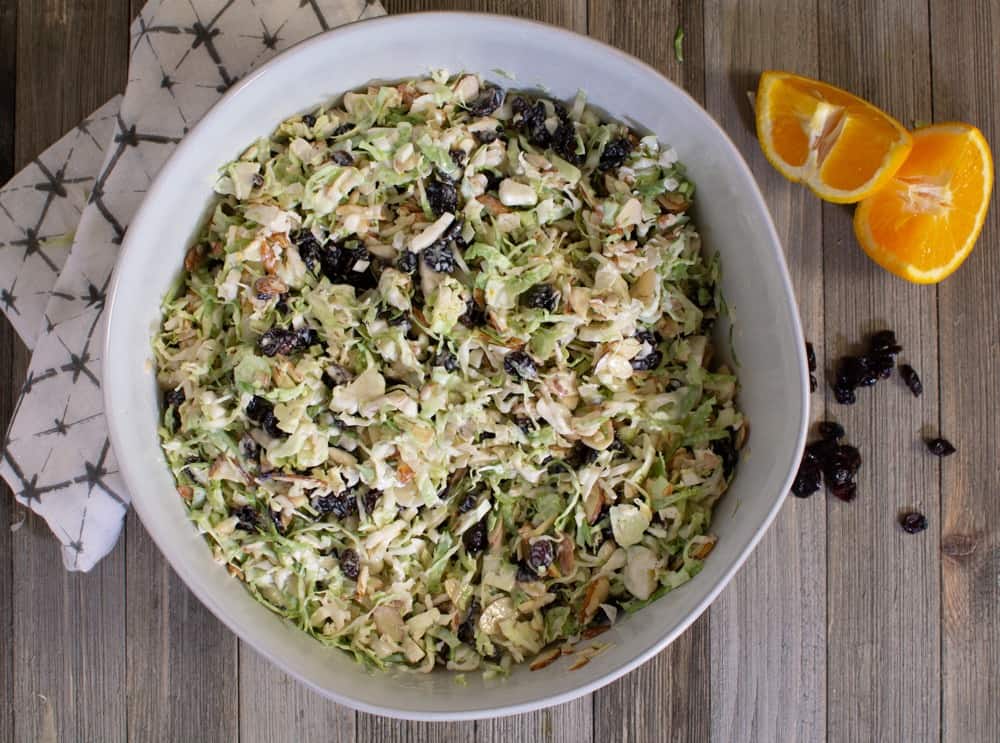 Overhead shot of serving bowl full of mixed salad