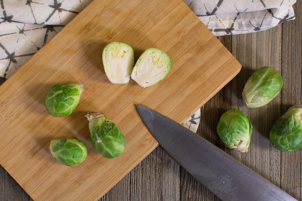 Brussels sprout cut in half length wise