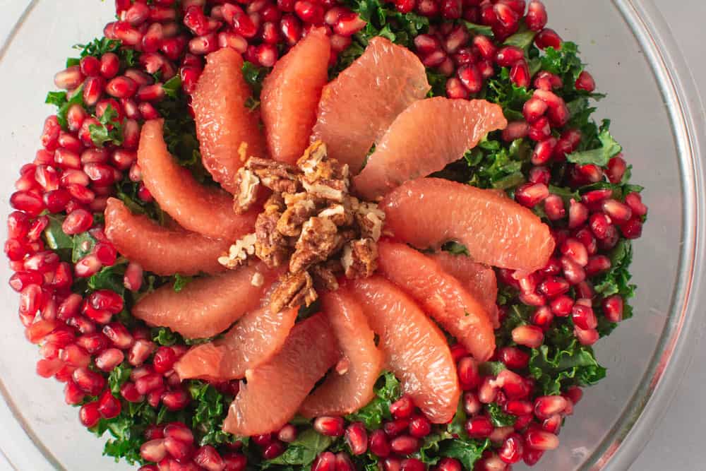 Party bowl of salad decorated with the fruit