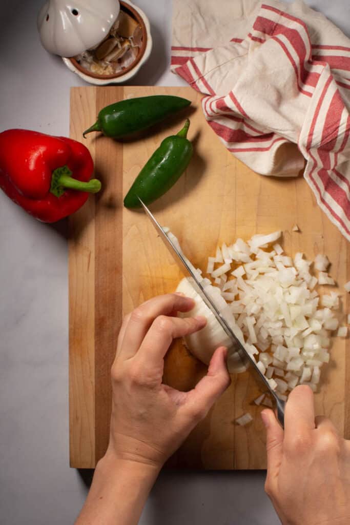 Hands Cutting onion